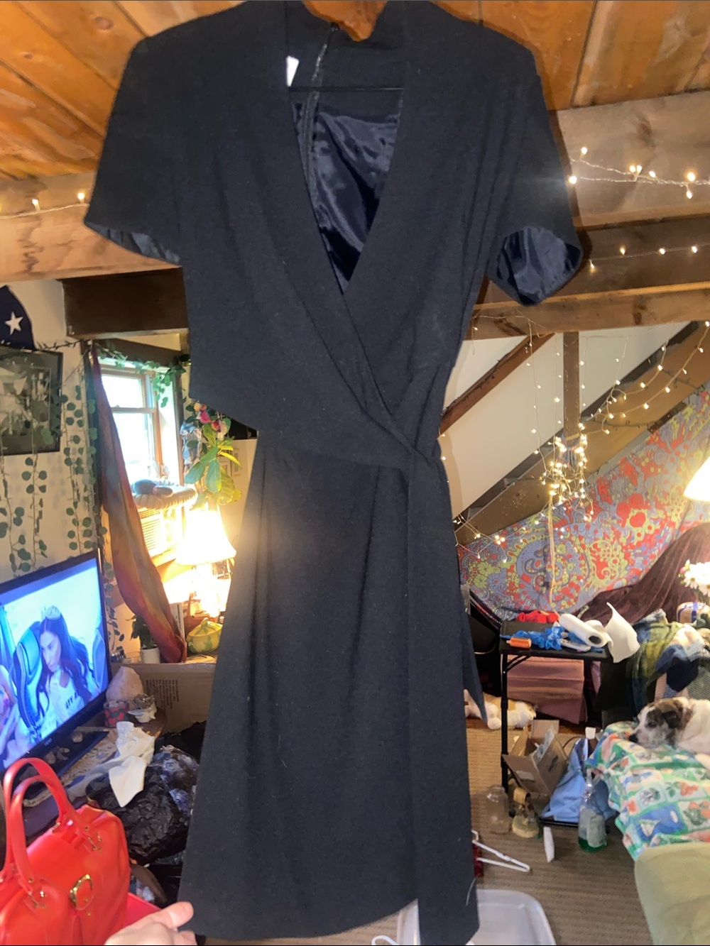 Jones New York Black Midi Wrap Dress